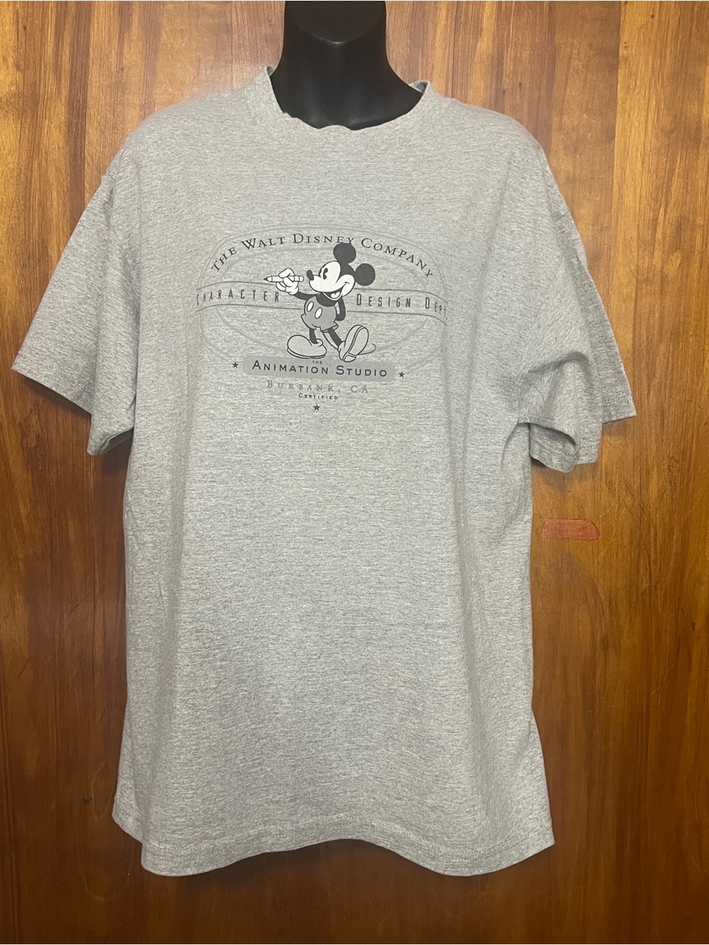 Vintage Disney Animation Studio Burbank CA Mickey Mouse Gray Shirt L No Size Tag